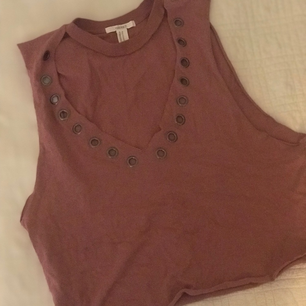Choker neck blush tank top